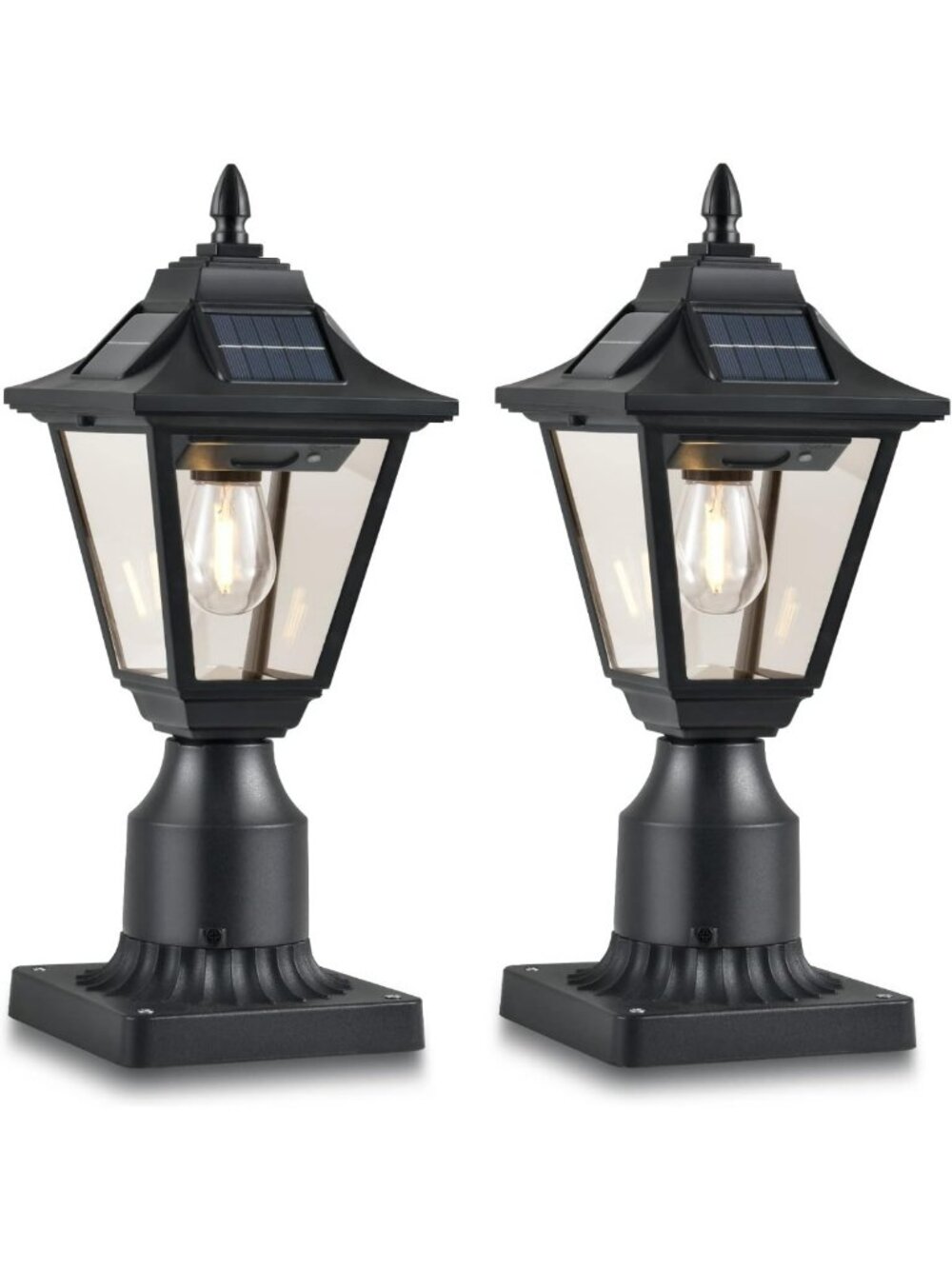 2 Pack Solar Post Lights with Motion Sensor - Waterproof Outdoor Pillar Lamps